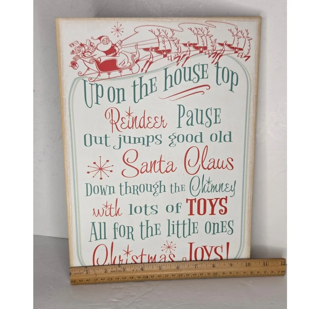Ashland Christmas Up On The House Top Wood Wall Decor Sign Vintage Retro Style